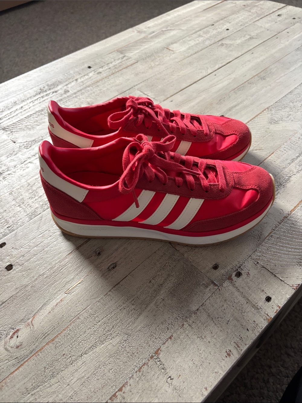 adidas Bright Red Low-Profile Sneakers with White Stripes